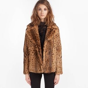 Maje Leopard Print Rabbit Fur Coat